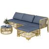 Garden Rattan Lounge Set with Modular Sofa, Cushions and Coffee Table, Grey