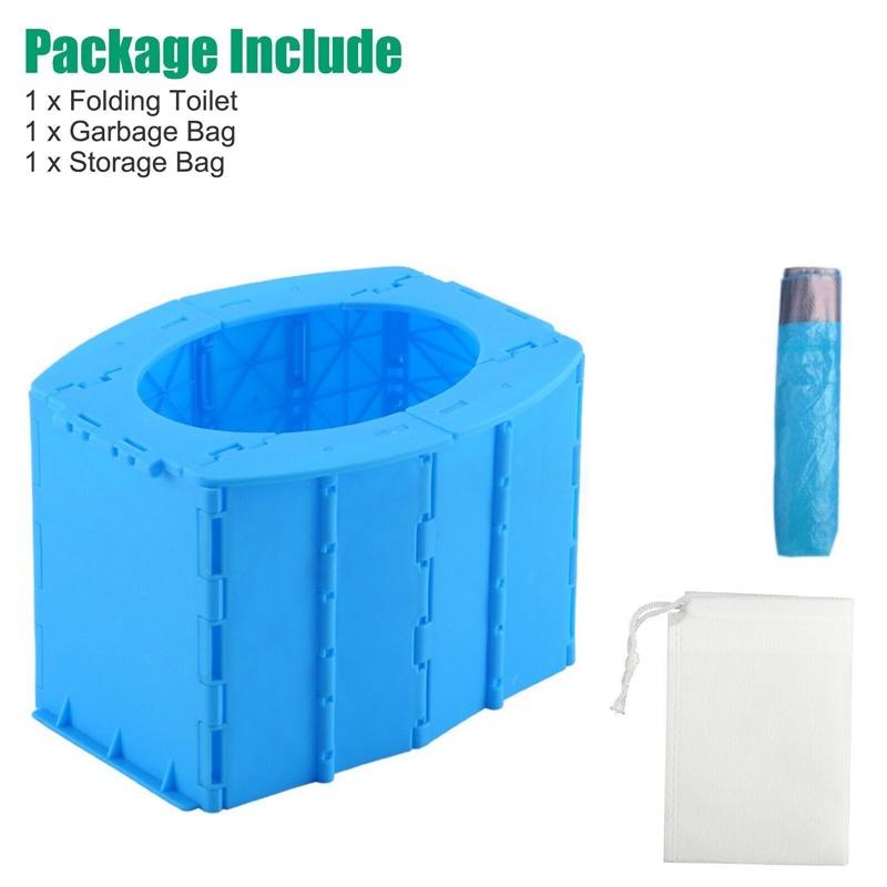 Складной туалет для путешествий на открытом воздухе, портативное мобильное сиденье для кемпинга, пешего туризма с 10 мешками для мусора