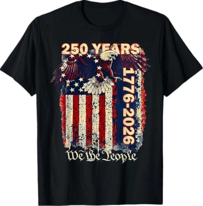 250-летие США Патриотическая Мужская Женская 1776 Америка 250-я 100% Хлопок Футболка Мужские Футболки Топ