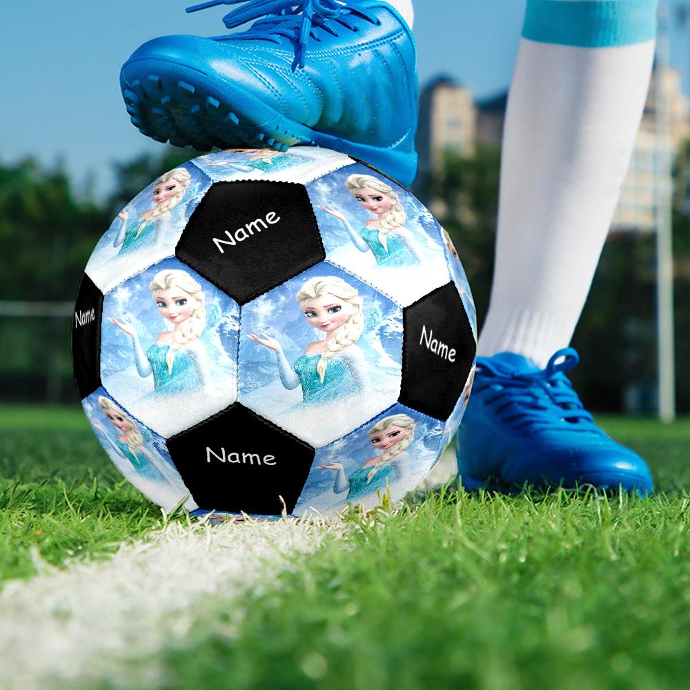 Custom Name Elsa Theme Size 5 Soccer Ball, Suitable for Both Indoor and Outdoor Matches, a Gift Suitable for Everyone.