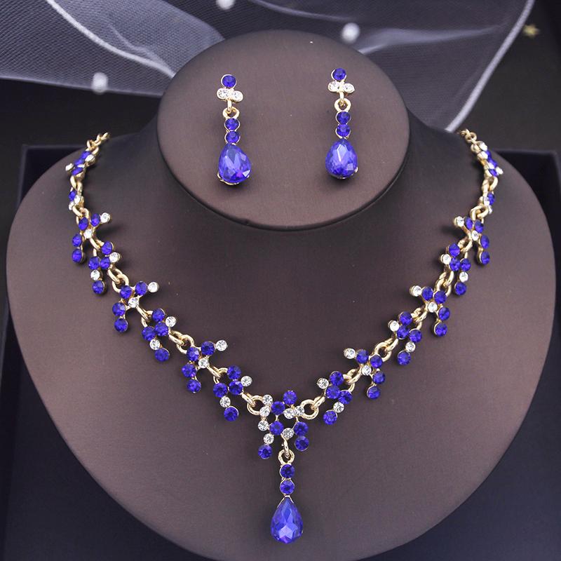 Fashion Pendants Necklace Earrings Sets for Women Flower Jewelry Set Bridal Wedding Choker Necklace Set Accessories