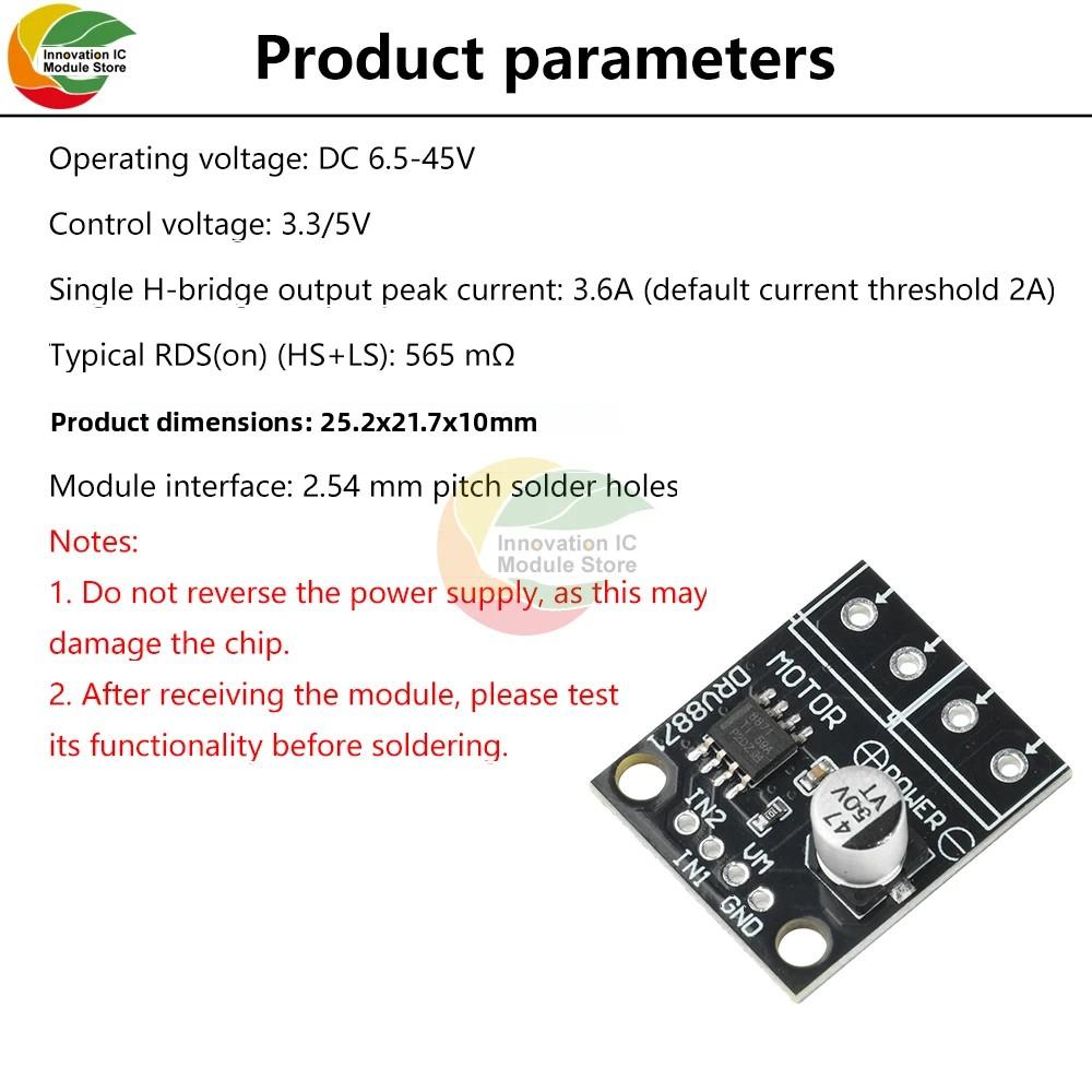 DRV8871 DC 6.5-45V DC H-мостовой драйвер двигателя 3.6A Драйвер щеточного двигателя Модуль драйвера с ШИМ-управлением Драйвер двигателя
