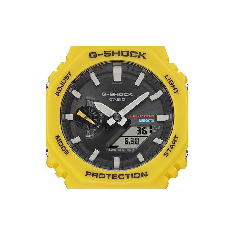 Casio G-Shock Классические Восьмиугольные Защищенные Спортивные Кварцевые Часы с Двойным Дисплеем и Углеродным Сердечником Водонепроницаемые Мужские Часы Черные GA-B2100C-9APR