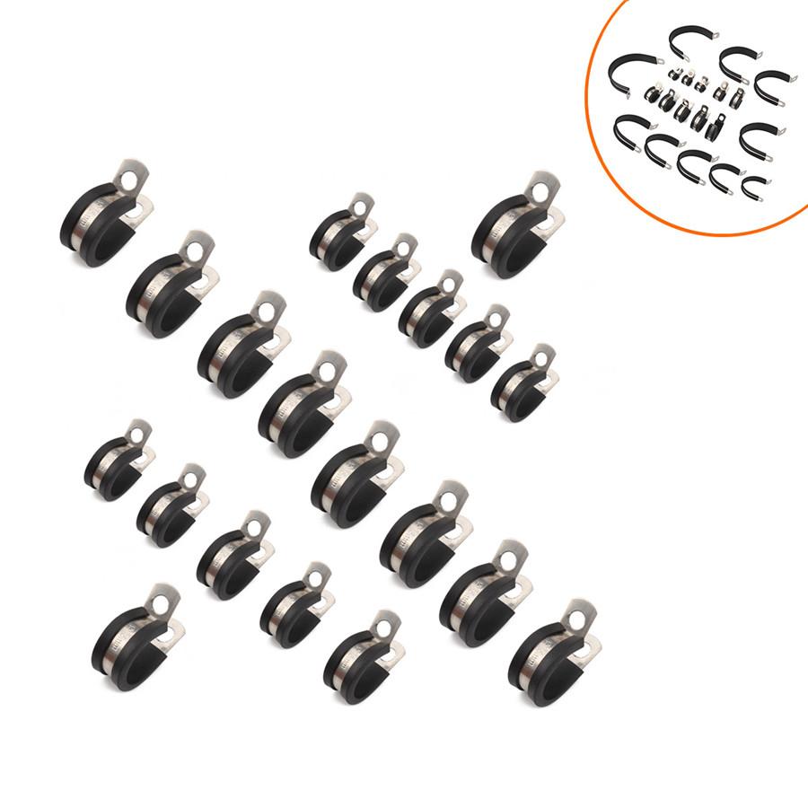 20 шт. 1 дюйм Нержавеющая сталь Кабельный зажим Обрезиненный Изолированный зажим Металлический зажим Держатель трубы для установки трубы или кабеля