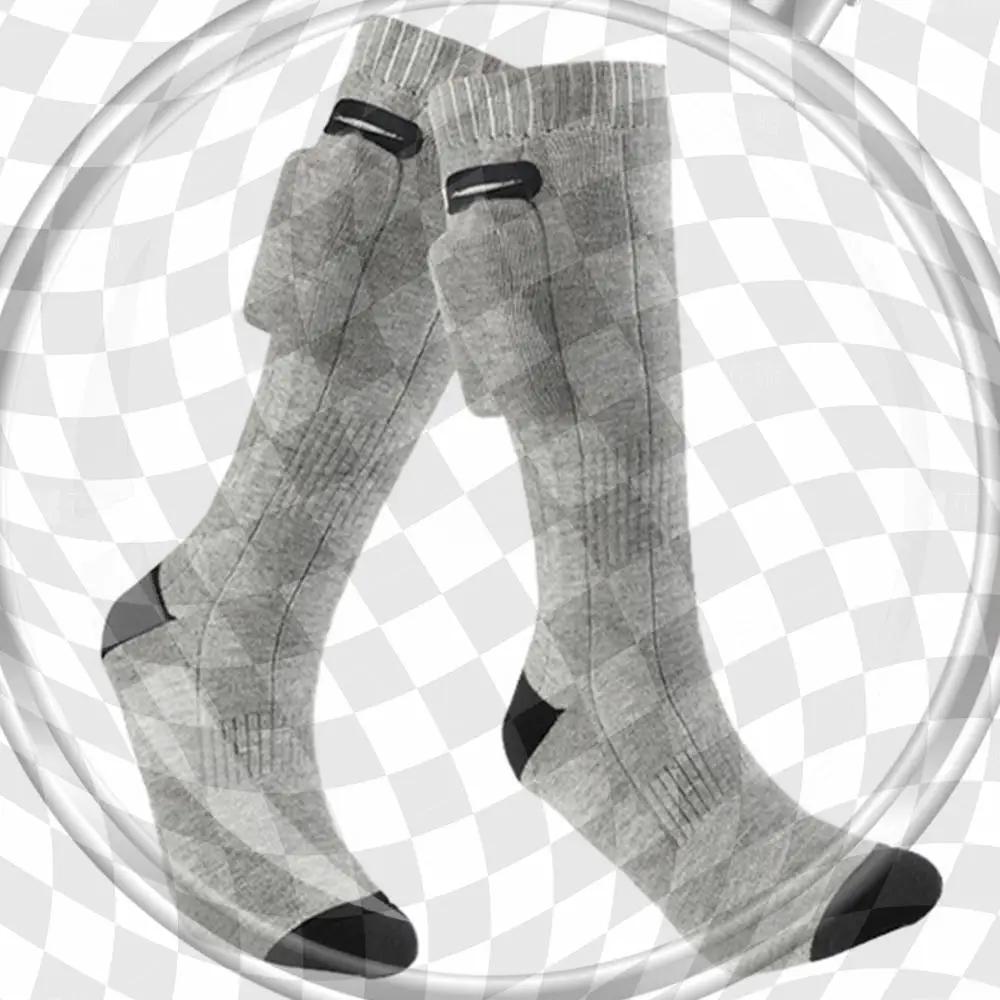 Winter Electric Heated Socks Unisex Rechargeable Heating Feet Warmer W/Battery Bag Outdoor Thermal Skiing Socks for Cold Weather