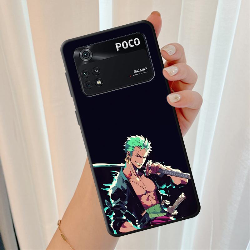 Black Soft Shell Case for Xiaomi Poco X4 Pro M5s M7 X3 NFC C40 C50 X5 C75 F3 F7 X7 C71 M3 M4 Pro C51 C61 One Piece Zoro Anime