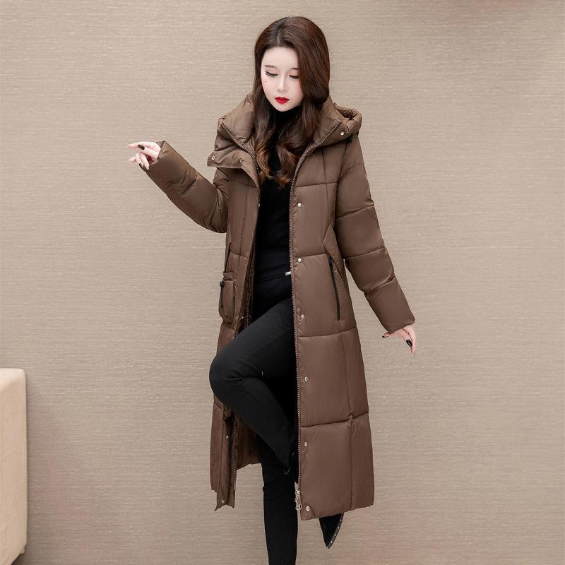 Пуховик для женщин Новое осенне-зимнее толстое пальто средней длины выше колена для женщин