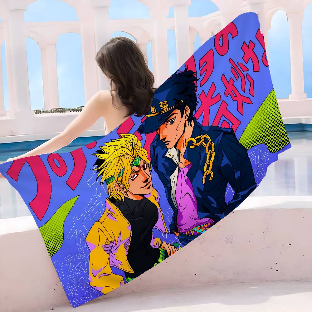 JoJo's Bizarre Adventure Микрофибровое одеяло Быстросохнущие пляжные полотенца Большой размер с принтом Супервпитывающее полотенце-одеяло для бассейна
