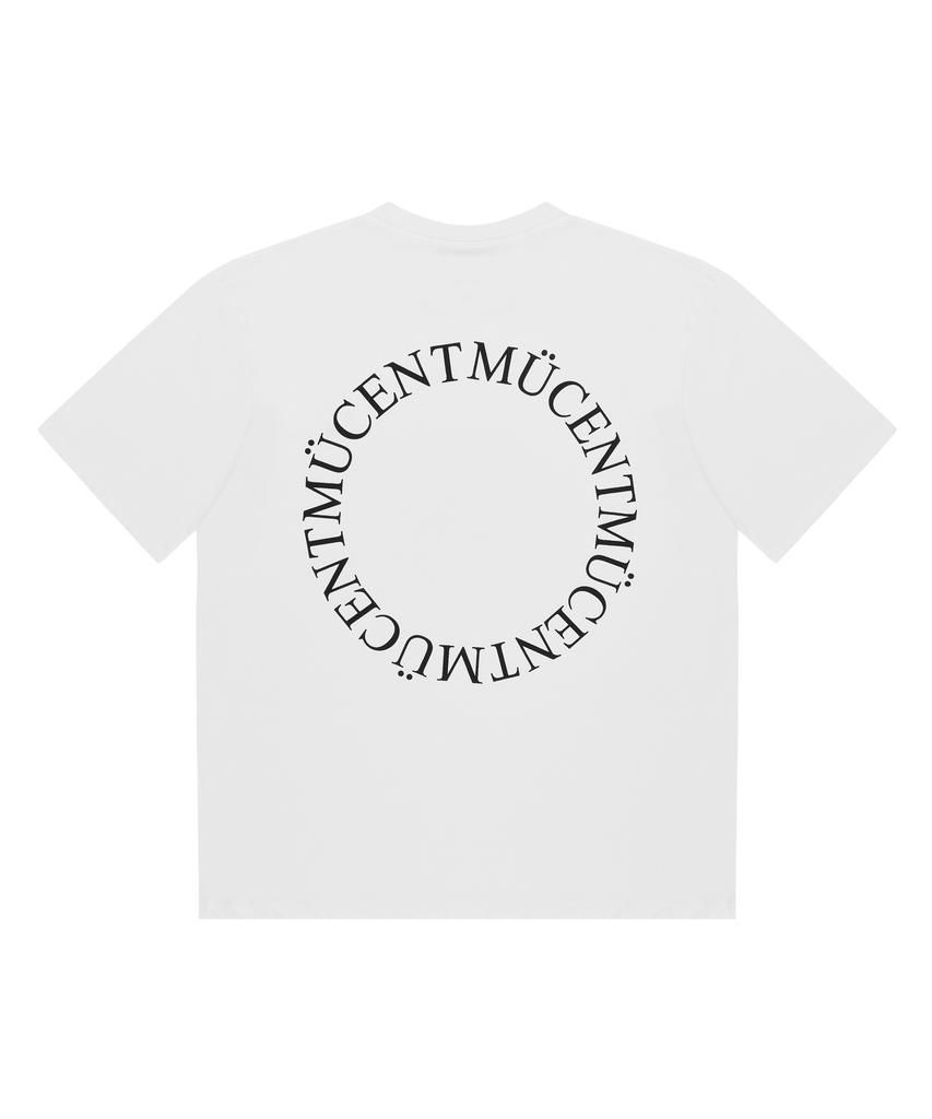 MUCENT Signature Back Round Logo Loose Fit Short Sleeve T-Shirt (White)