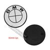 Car Full White Logo Front Hood Emblem 82mm+Rear Badge 74mm+Wheel Hub Cap 68mm/56mm+steering wheel sticker 45mm For All BMW