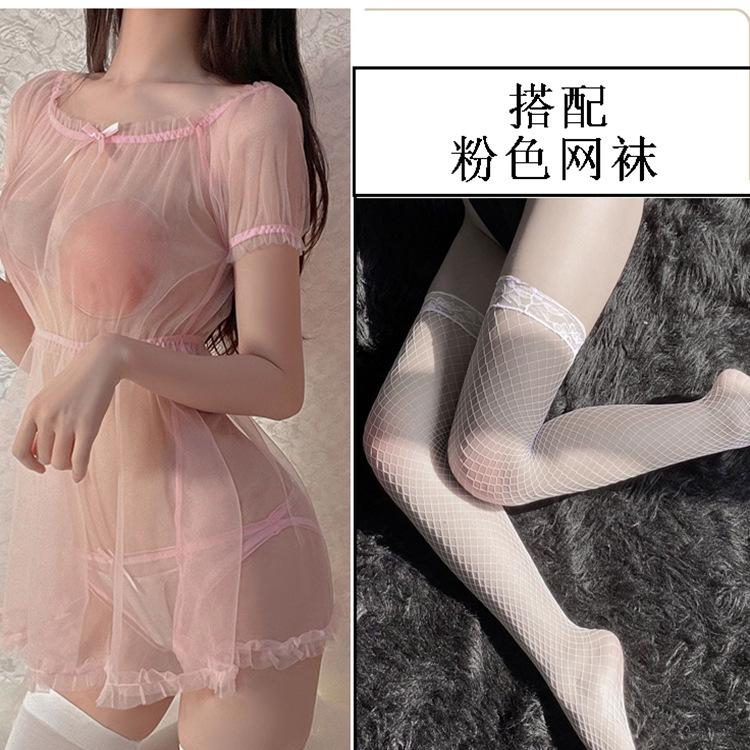 Забавное нижнее белье, маленькая грудь, пижама Pure Desire, большая юбка, прозрачный шифон, без капель крови, ночная рубашка оптом, цельный комплект отправляется на Be
