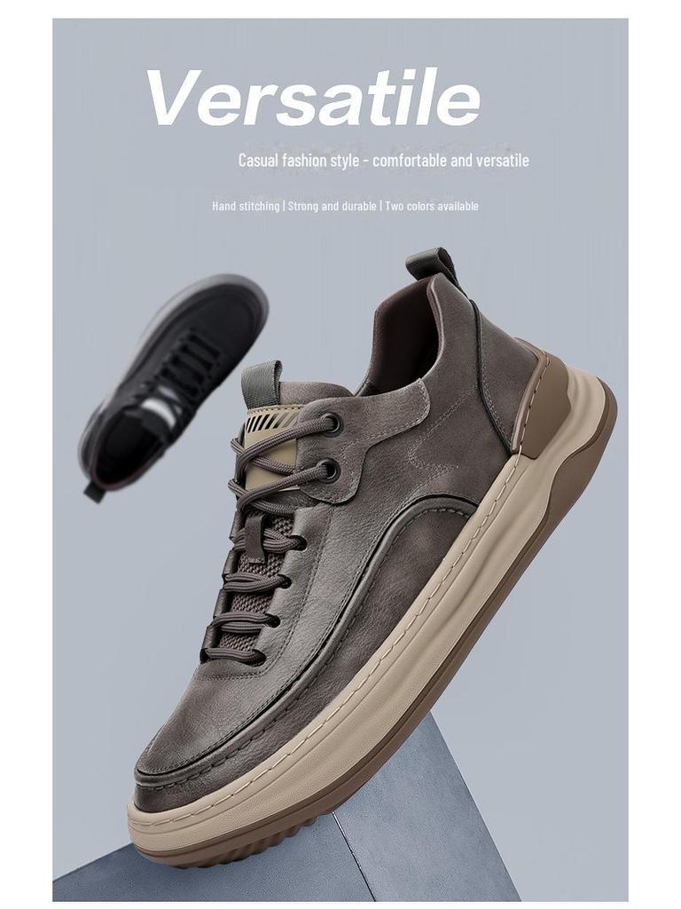 2024 Осень Мужская натуральная кожа ретро европейские легкие студенческие спортивные повседневные походные ботинки