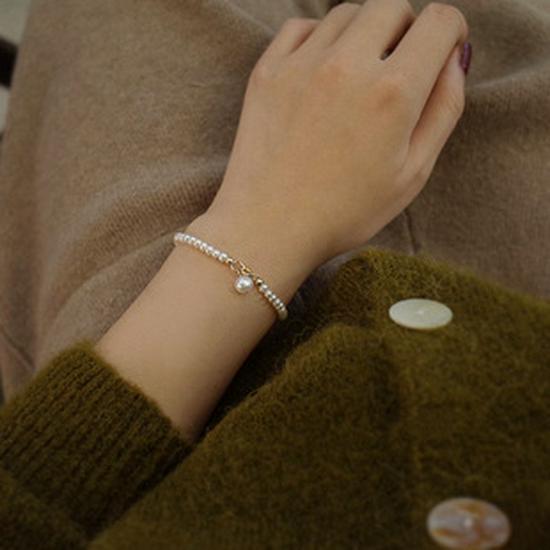 Браслет из стерлингового серебра 925 пробы с пресноводным жемчугом - Элегантный дизайн в форме риса для женщин