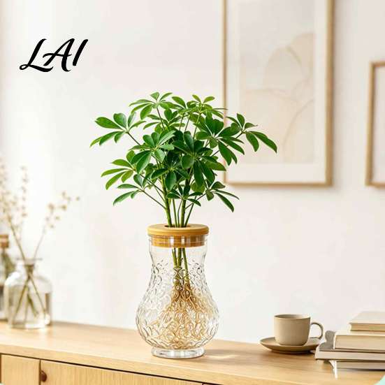 Hydroponic Growing Planter Clear Planter Glass-Like Plastic Vase with Lid Office Desk Accessories Plant Propagation Station for Home Decor
