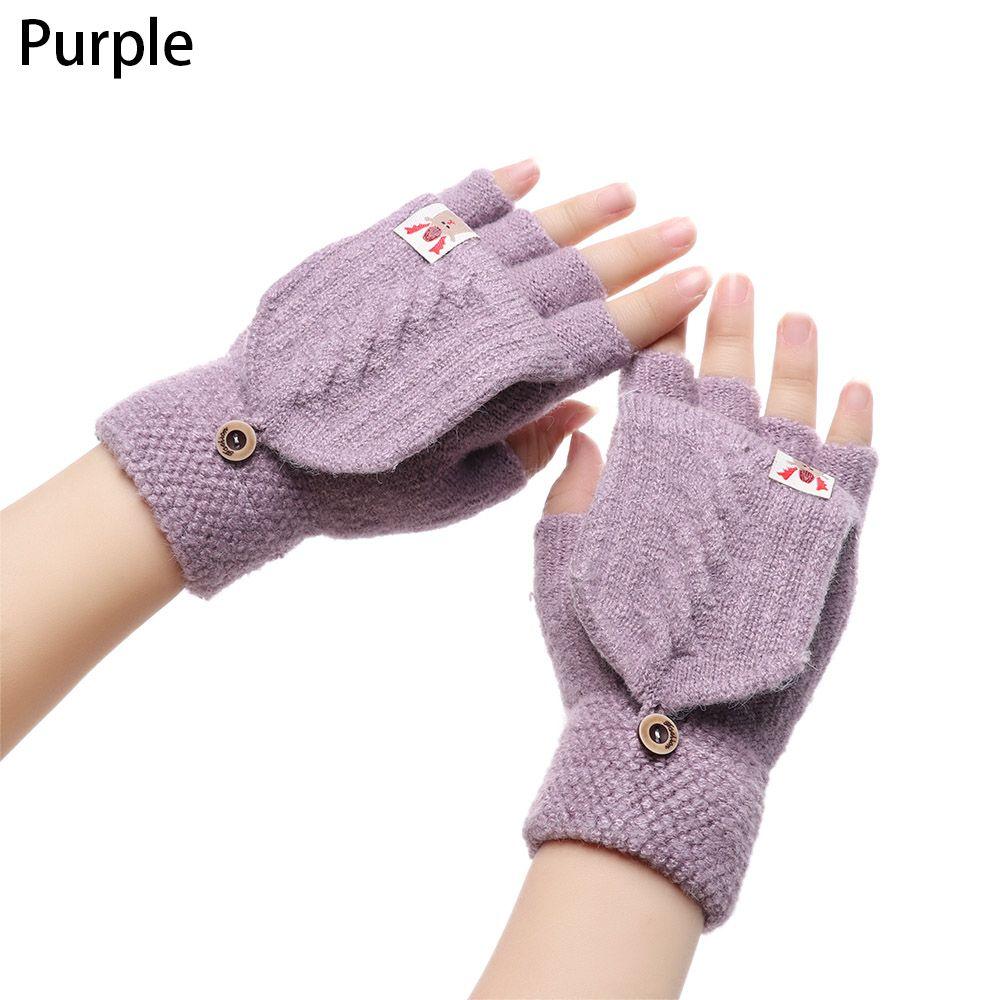 Подарок Держите пальцы в тепле Мягкие эластичные вязаные перчатки с полупальцами Утепленные теплые варежки без пальцев