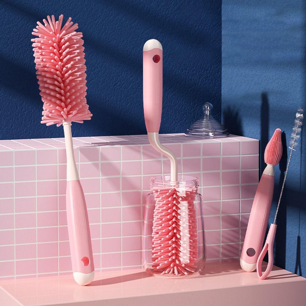 Soft 360 Degree Silicone Baby Pacifier Small Brush Bottle Cleaning Brush Straw Scrubber