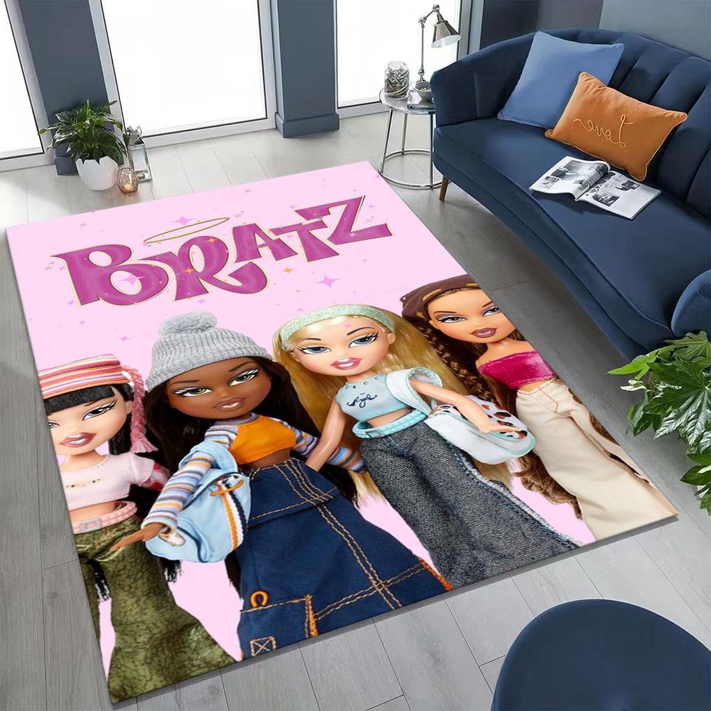 Модный ковер с мультяшным рисунком куклы Братц для спальни, гостиной, дивана, домашний придверный коврик, декор, большой детский игровой противоскользящий коврик, подарок