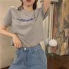 2022 Women's Loose Short Sleeve Letter Print Navel-Revealing T-Shirt