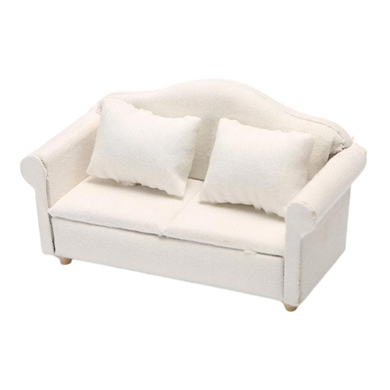 1:12 Miniature Sofa Model Figurine For Doll House With Wooden Frame And Soft Fabric Cover For Realistic Scene Decoration