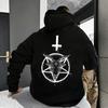 Логотип 666 Осенне-зимний повседневный топ-пуловер, Мужская толстовка с принтом Дьявола, 2025 уличная мода Готическая толстовка Сатаны