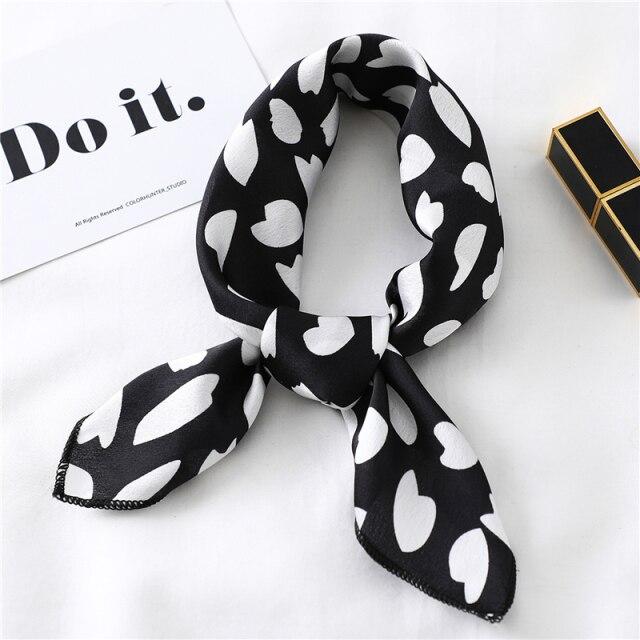 2021 Small Size Women Scarf Fashion Print Silk Scarves Square Neck Office Satin Handkerchief Bandana Foulard