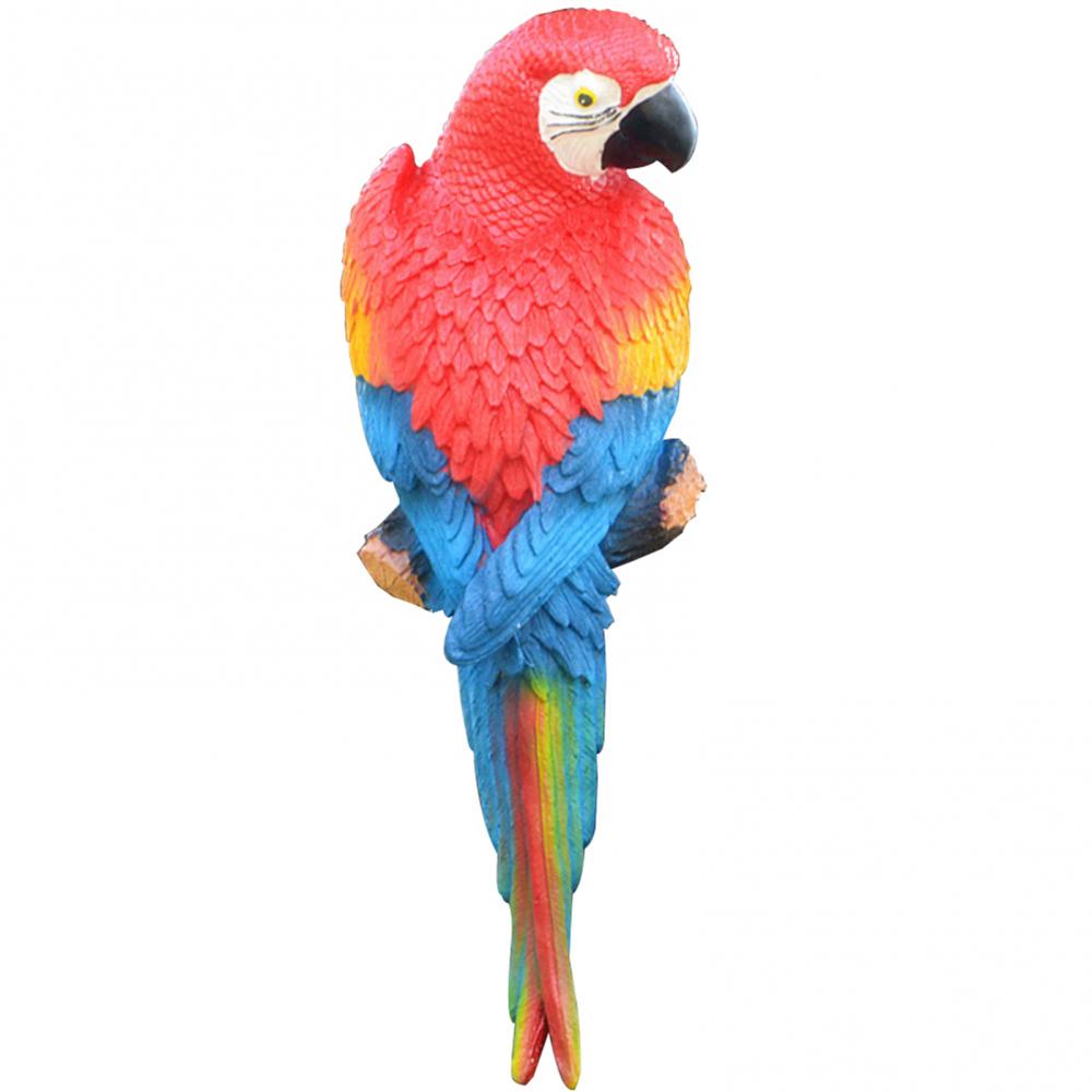 Resin Decor Craft Decoration Simulation Parrot Bird Sculpture Wall Hanging Garden Decoration
