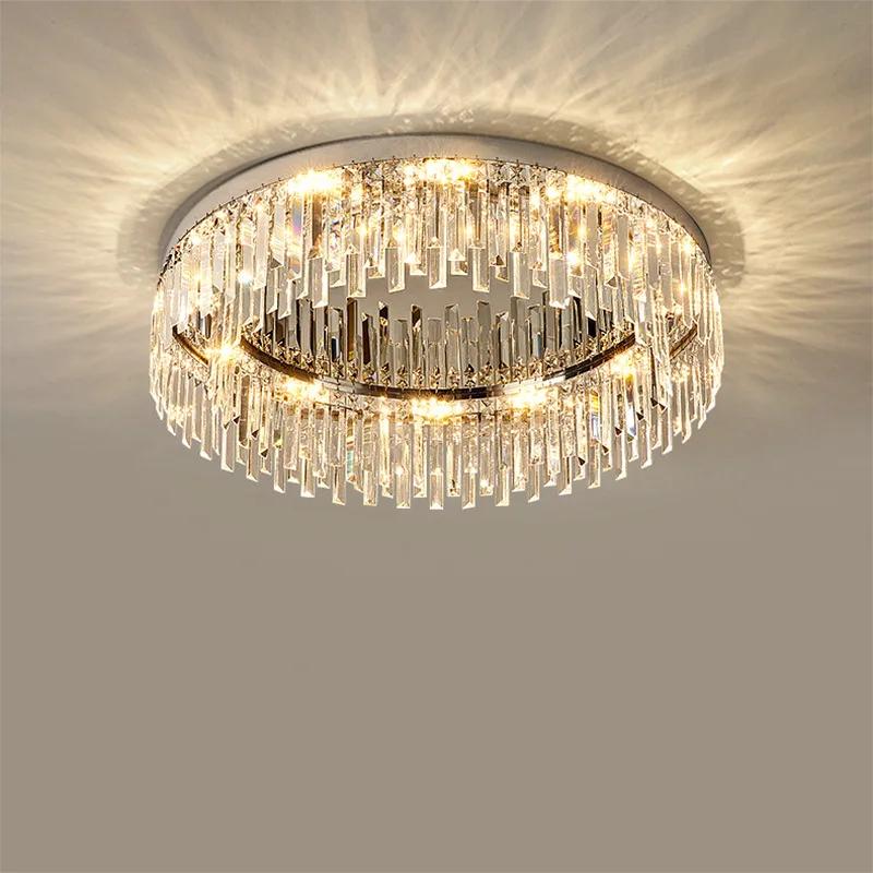 Круглый светильник, роскошный хрустальный потолочный светильник, современный минималистский, украшение для гостиной, спальни, внутреннее освещение для всего дома