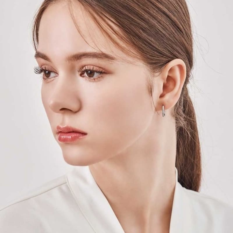 GEIGER Jewelry 925 Silver Square Line One-Touch Ring Earrings GISVEE135