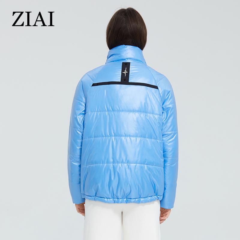 ziai Весенняя женская куртка, короткое теплое тонкое хлопковое пальто ярких цветов с воротником-стойкой, модная верхняя одежда