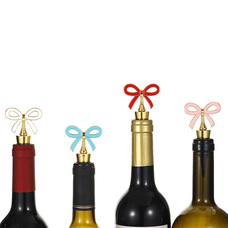 New Bowknot Wine Stopper Silicone Zinc Alloy Reusable Leakproof Bottle Plug Decorative Wine Saver For Home Bar Wedding Party