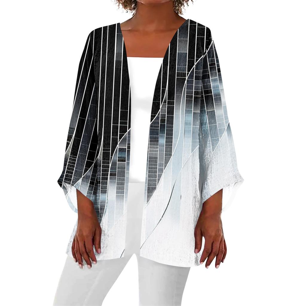 Женская повседневная модная легкая куртка средней длины с принтом, кардиган