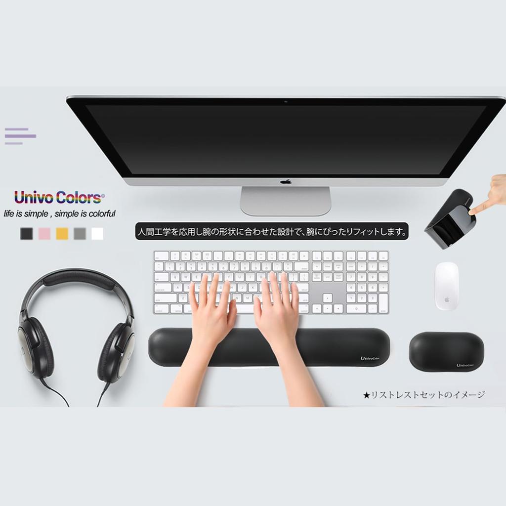 UnivoColors Ergonomic Memory Foam Mouse Wrist Rest, Premium PU Material with Memory Foam Cushion, Ideal for PC Gaming and Office Work, Reduces