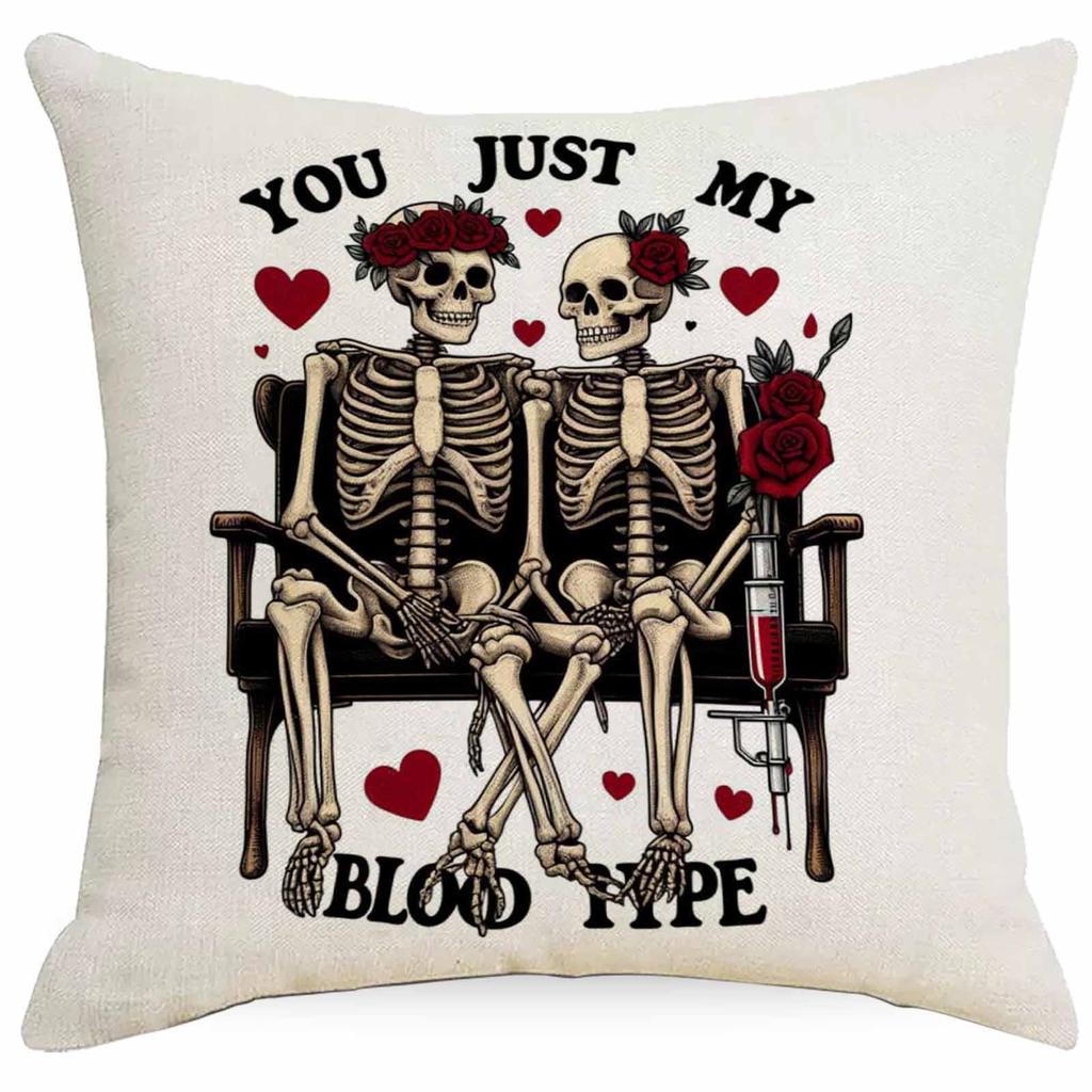 Halloween Couple Skull Print Pillowcase Home Sofa Cushion Pillowcase