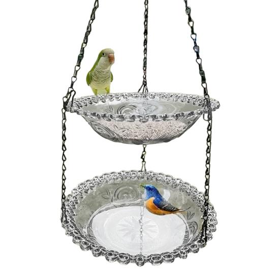 Подвесная ванна для птиц на открытом воздухе, поднос для колибри, двухслойная кормушка для диких птиц, миска для декора патио на заднем дворе