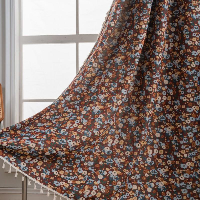 Light Filtering Floral Jacquard Curtains With Tassel Trim Living Room Small Fresh Decor
