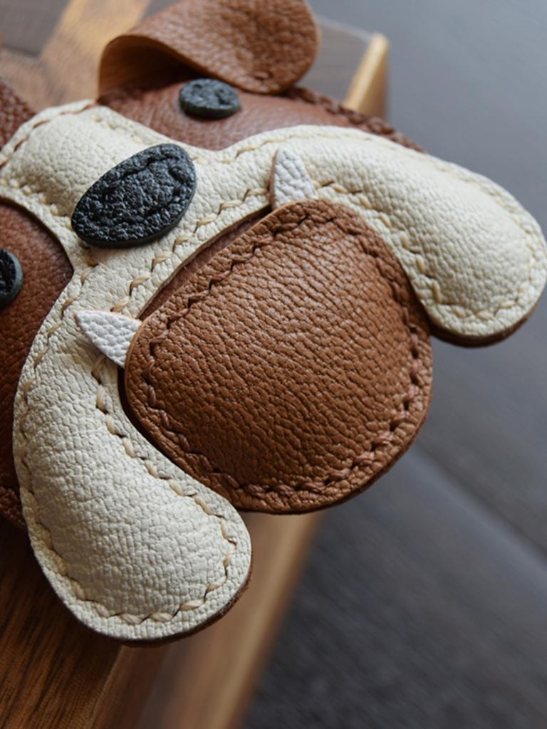 Бульдог ручной работы кожаная сумка для ключей от машины подвеска на зеркало заднего вида персонализированный брелок