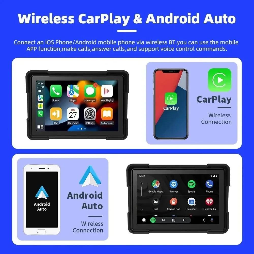 ДЛЯ мотоцикла Carplay Водонепроницаемый 1080P 5-дюймовый WiFi беспроводной Android-Auto DVR монитор Видеорегистратор GPS навигация TPMS Удобный для переноски