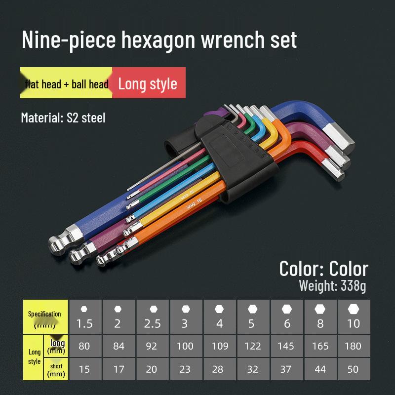 Промышленный набор цветных шестигранников Bangyuan (1.5-10ММ)