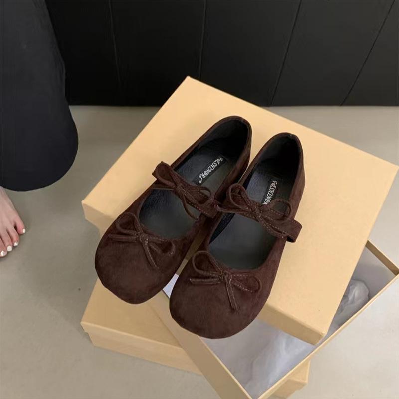 Little Red Shoes Shallow Mouth Single Shoes Women's Spring and Autumn New Ballet Flat Mary Jane Shoes