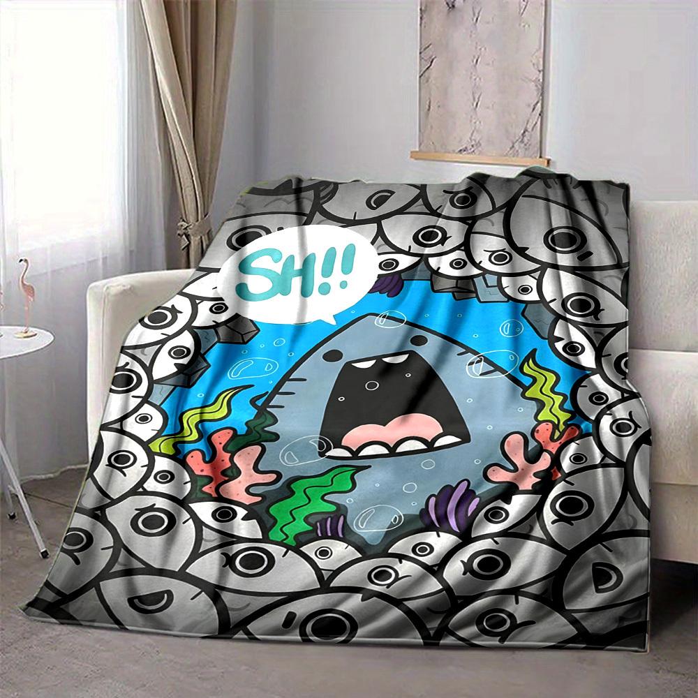 1pc Shark Eyes Print Blanket Lightweight Flannel Throw Blanket For Sofa, Bed, Living Room, Office, Outdoor Travel, Camping