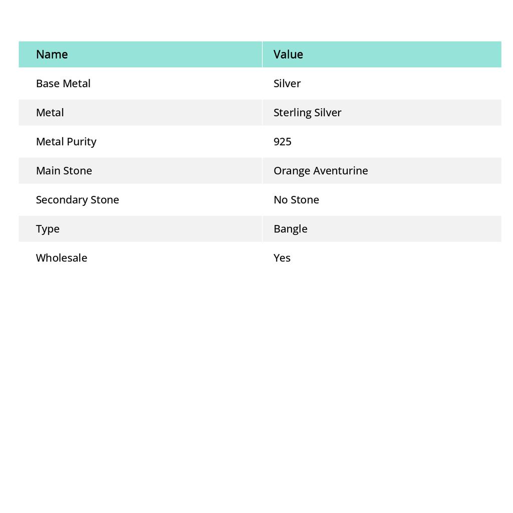 Натуральный камень Оранжевый Авантюрин Серебро 925 пробы Манжета Браслет Регулируемый v8z66