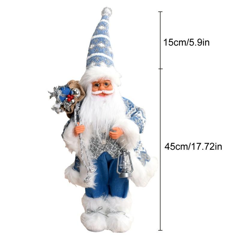 Blue Santa Claus Plush Toy Christmas Decorations Tabletop Window Display Ornament Holiday Gift Kids Home