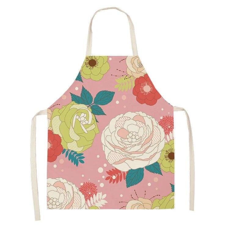 Home Decor Kitchen Dining Room Cooking Bib Aprons Linen Floral Pattern Women's Aprons
