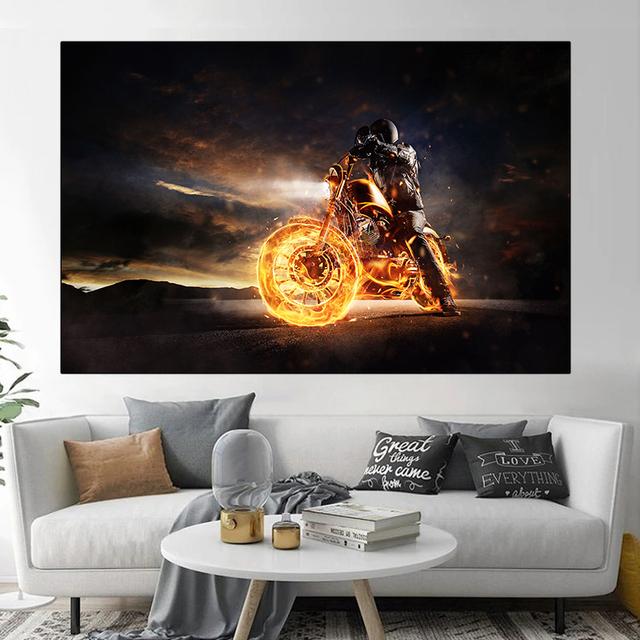 Пейзаж, мотоцикл, туман, нагрузка, плакаты и принты, холст, живопись, черно-белые настенные художественные фотографии, домашний декор, без рамки