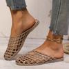 Fashion Women's Shoes 2025 Summer New Mesh Woven Hollowed-out Breathable Head Slippers for Women's Flat Bottom Sandals Zapatos De Mujer