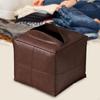 Чехол из искусственной кожи для пуфа для подставки для ног 45x45x40 см, решение для хранения вещей в спальне