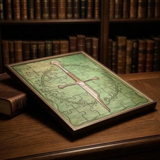 Настенное искусство 'Рассказывающая историю', Персонализированная головоломка 'Сломанный клинок', Винтажная средневековая деревянная головоломка в рамке, Креативное украшение для сада и балкона,