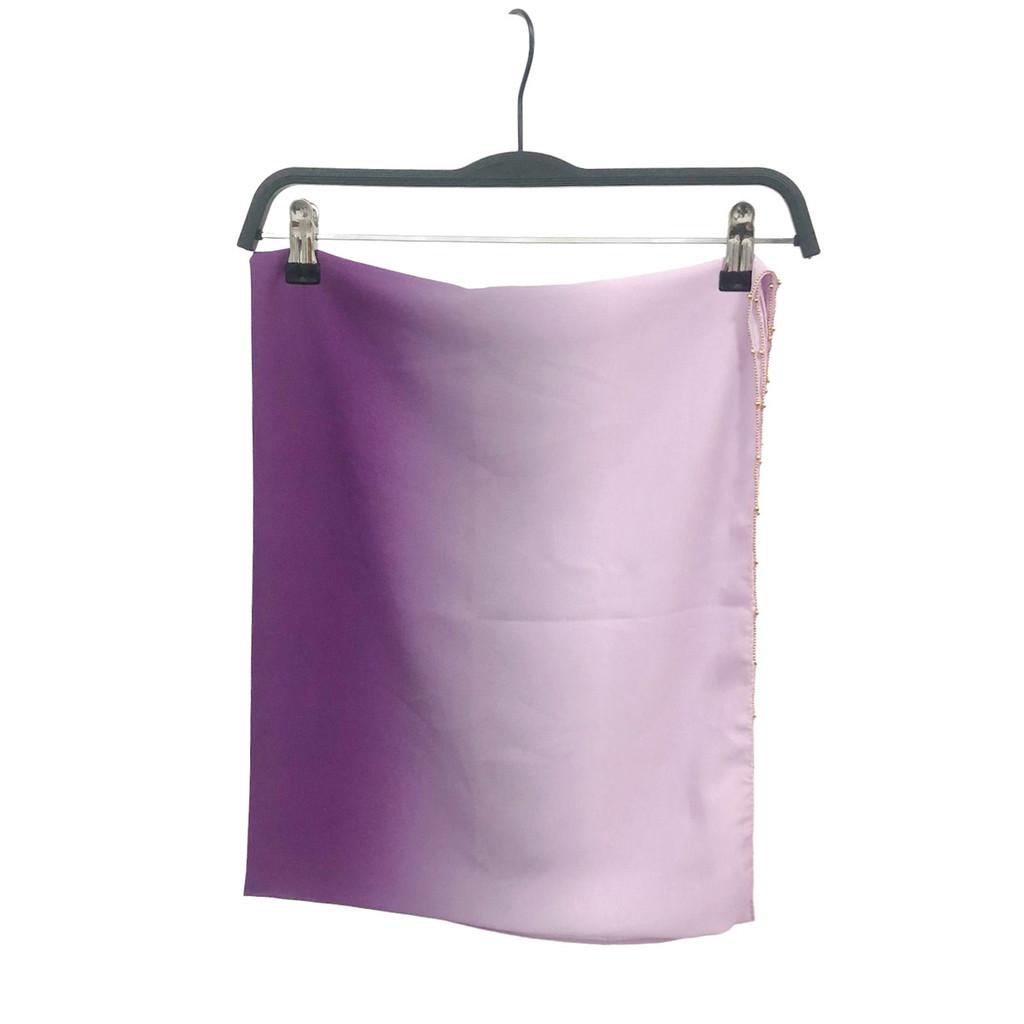 Long Scarf With Gradient Pearl And Metal Embellishments For Women