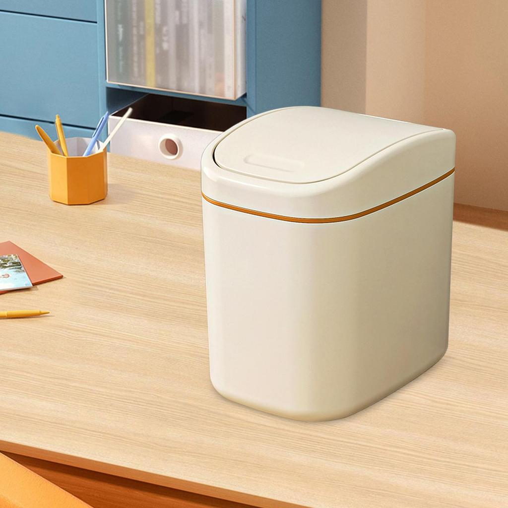 Mini Desktop Trash Can Dispenser with Lid Cylindrical Tabletop Waste Bin Easy To Clean Screw-Off Cap for Office and Coffee Bar