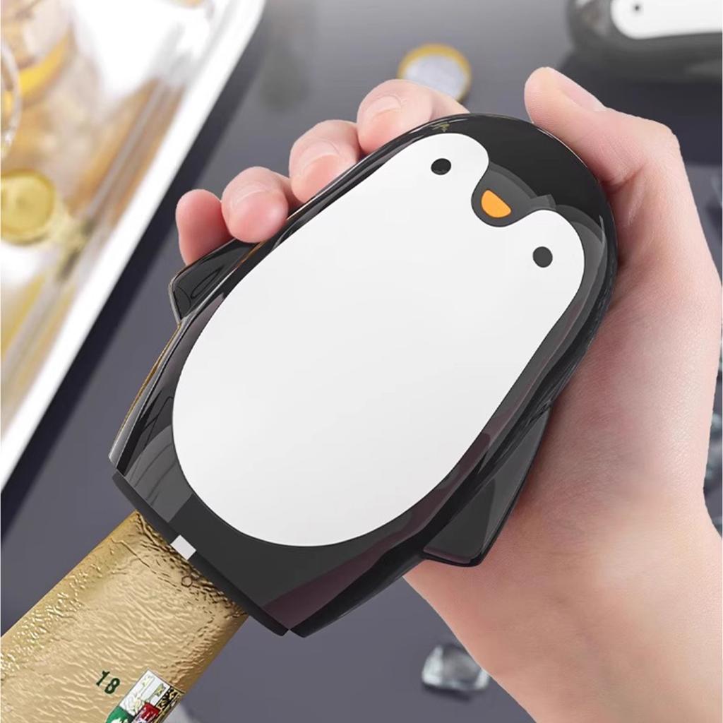 Penguin Bottle Opener – Magnetic Cap Catcher, Automatic Push Down Off Beer And Opener, Fun For Home Bar Camping And Parties